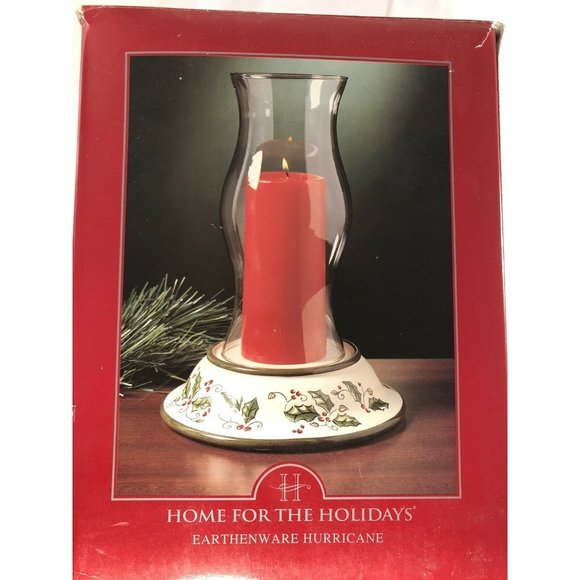 vtg Home for the Holidays Christmas Hurricane Candle Holder candy stripe Pillar - Picture 7 of 9
